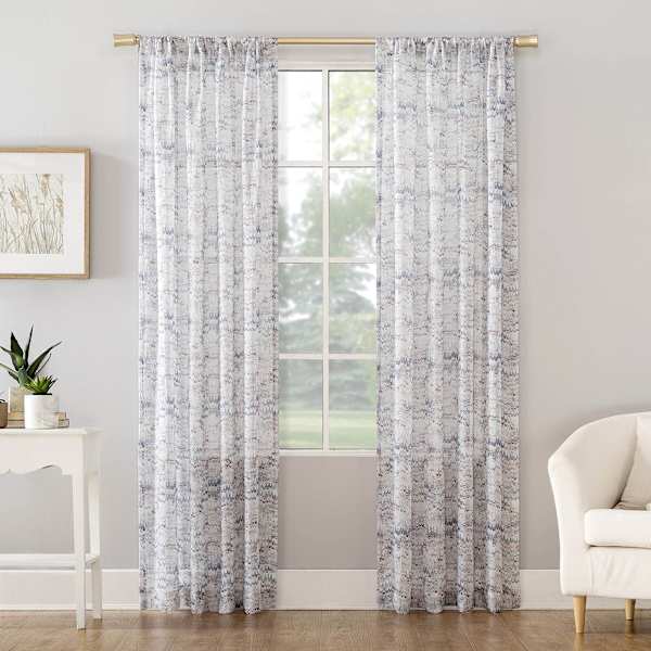 Cusco Dove Grey Marble Print Rod Pocket Sheer Curtain Panel, 84"