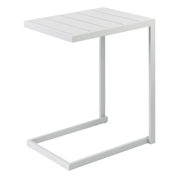 Grammercy Steel Slat Patio C-Table, White