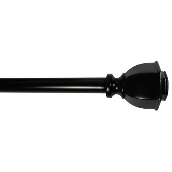 Aria 5/8" Black Finish Urn Style Adjustable Curtain Rod, 48-84"