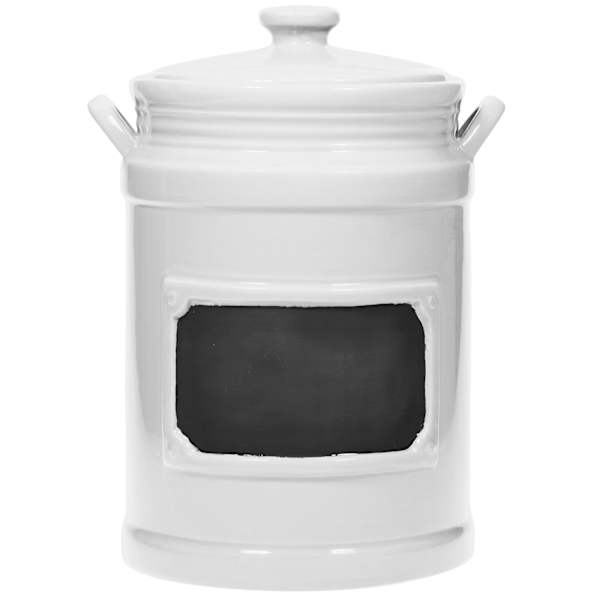 White Chalkboard Canister with Lid, Medium