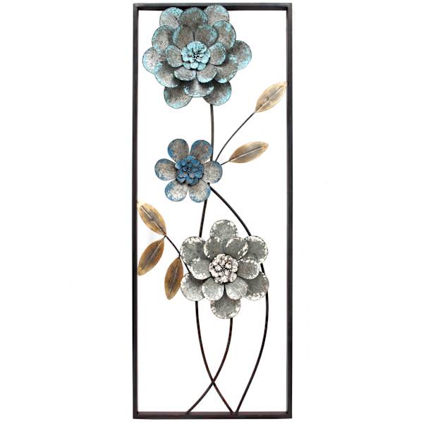Metal Floral Frame Wall Art, 24x12