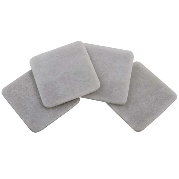 Set of 4 Square White Marbled Stoneware Coasters