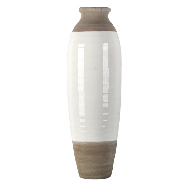 Honeybloom White & Natural Ceramic Floor Vase, 30"
