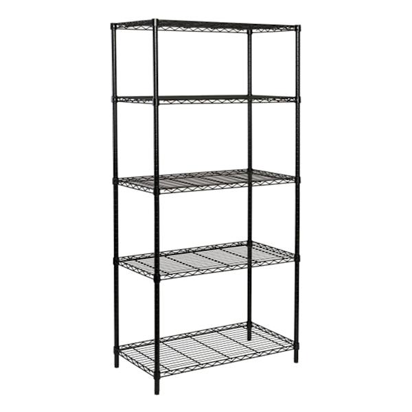 5-Tier Metal Shelving Unit, Black