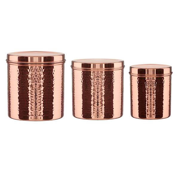Found & Fable Set of 3 Hammered Copper Canisters