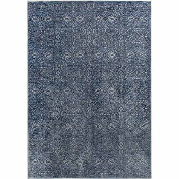 (A426) Clearwater Navy Blue & Ivory Medallion Area Rug, 8x10
