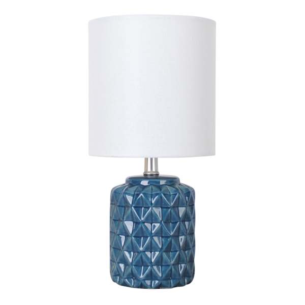 Blue Ceramic Mini Accent Lamp with Shade, 12"