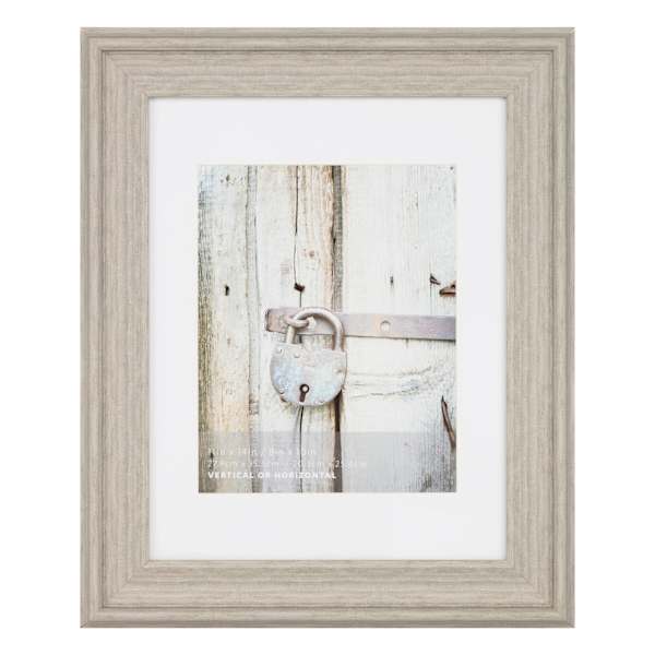 11x14 Matted to 8x10 Scoop Profile White Mat Wall Frame, Light Grey