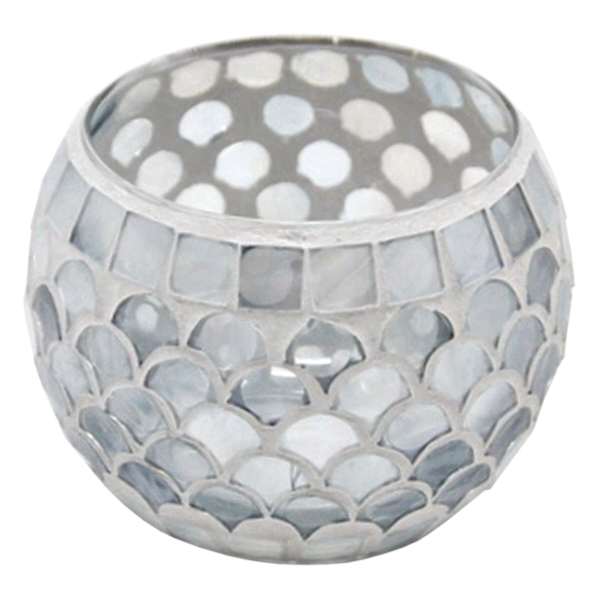 Grey Mosaic Tealight Candle Holder, 4"