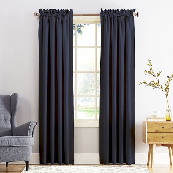 Madison Navy Pole Top Room Darkening Curtain Panel, 84"