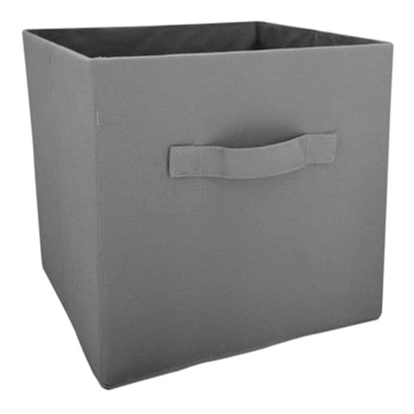 Dark Grey Fabric Kid Storage Cube with Handle, 10.5"