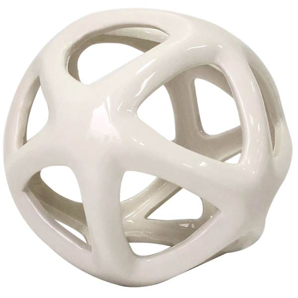 White Cutout Ceramic Sphere, 5"