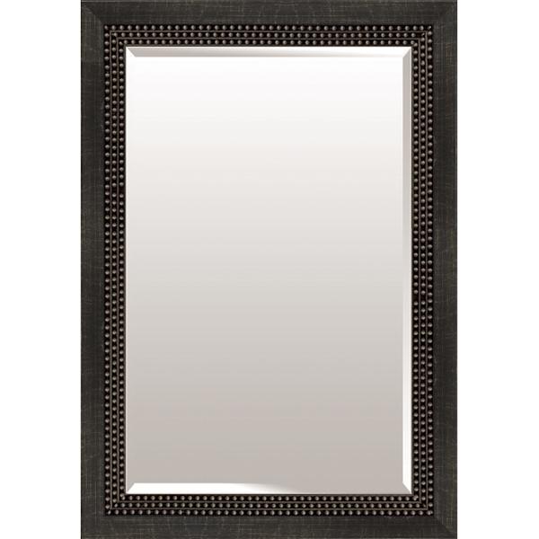 Triple Beaded Brushed Platinum Rectangle Wall Mirror, 30x36