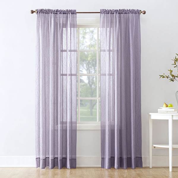 Erica Lavender Sheer Crushed Voile Rod Pocket Curtain Panel, 84"