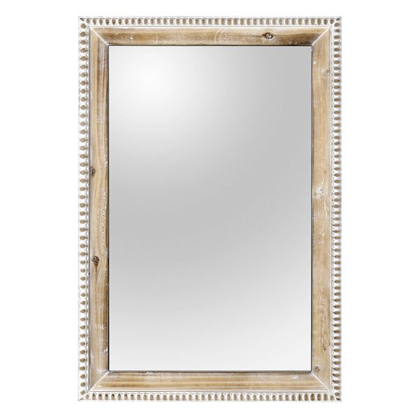 Beaded Wood Framed Wall Mirror 20x30 - Elegant Decor