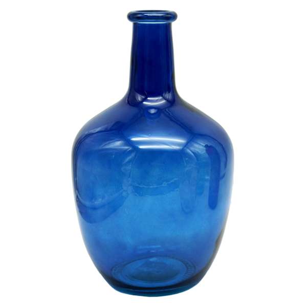 Dark Blue Glass Bottle Vase, 12"