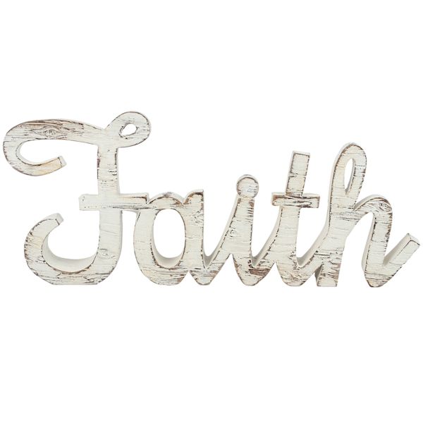 Faith Cutout Distressed Table Sign, 5x3