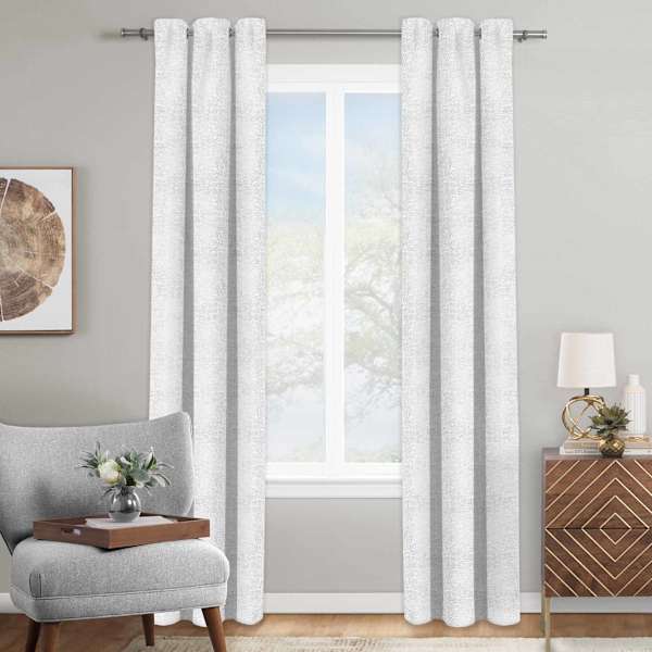 Providence Bark Metallic White Light Filtering Curtain Panel, 84"