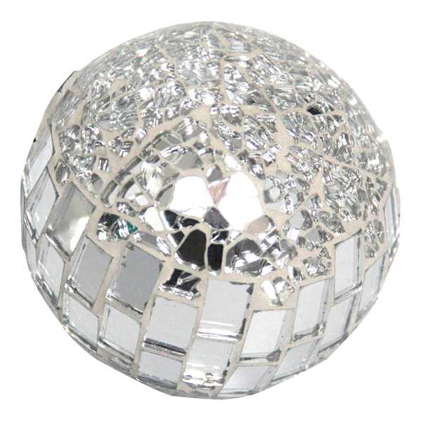 Tile & Crackled Mosaic Glass Sphere, 4"