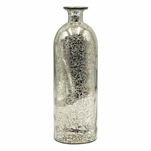 Distressed Mercury Glass Bottle Vase, 10"