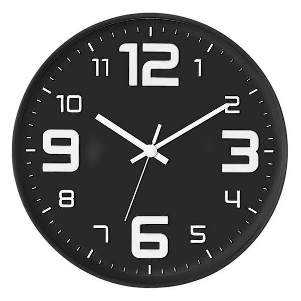 Black & White Modern 3D Dial Round Wall Clock, 12"