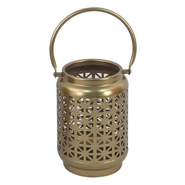 Gold Metal Punch Lantern, 6"