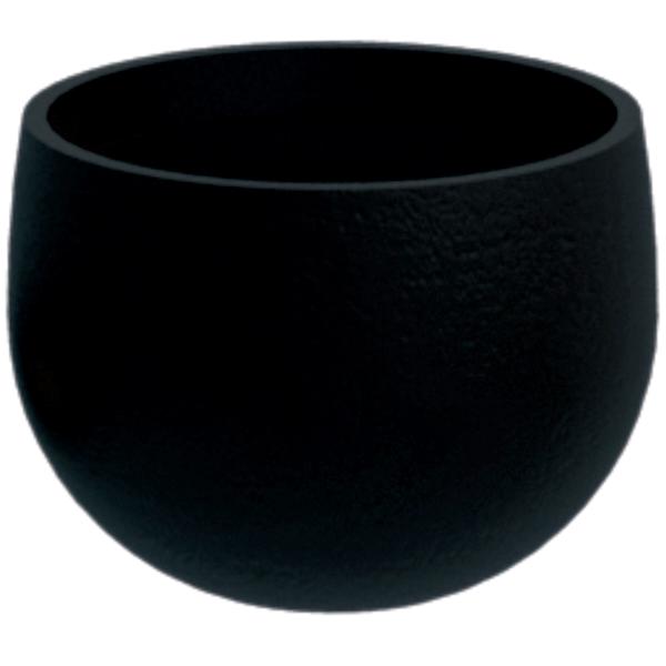 Japi All-Weather Black Lead Round Rustic Outdoor Planter, Medium