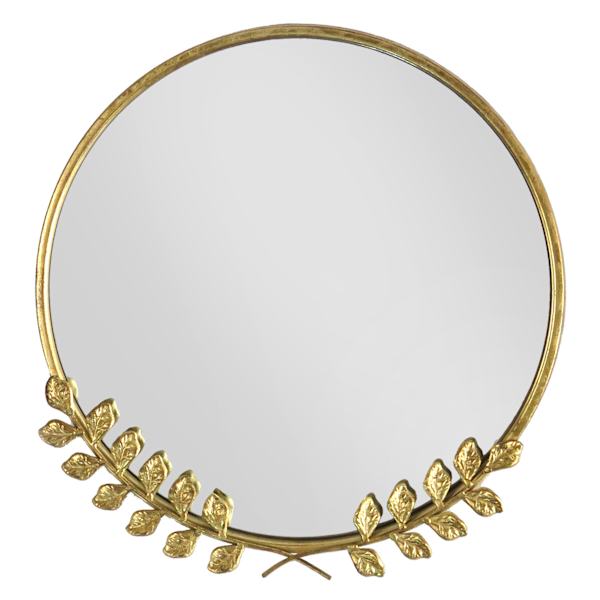 Providence Gold Floral Framed Round Wall Mirror, 18"