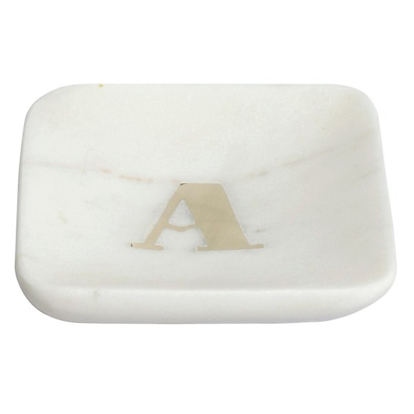 White Marbled Monogram Trinket Tray, A
