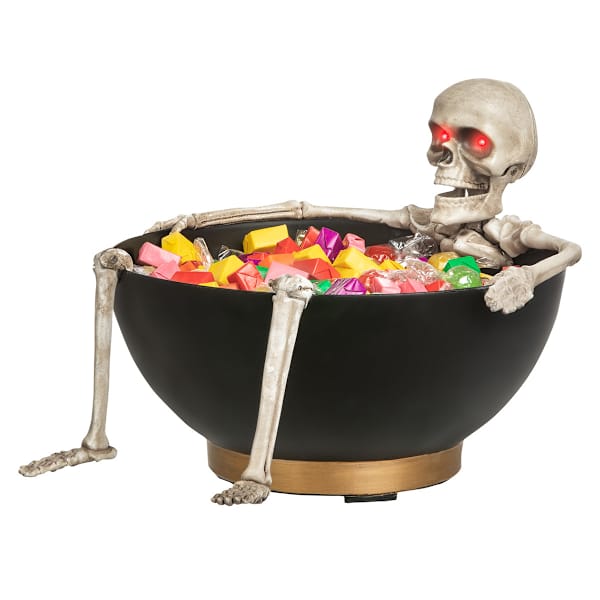 Southern Gothic Animated Halloween Skeleton Candy Bowl