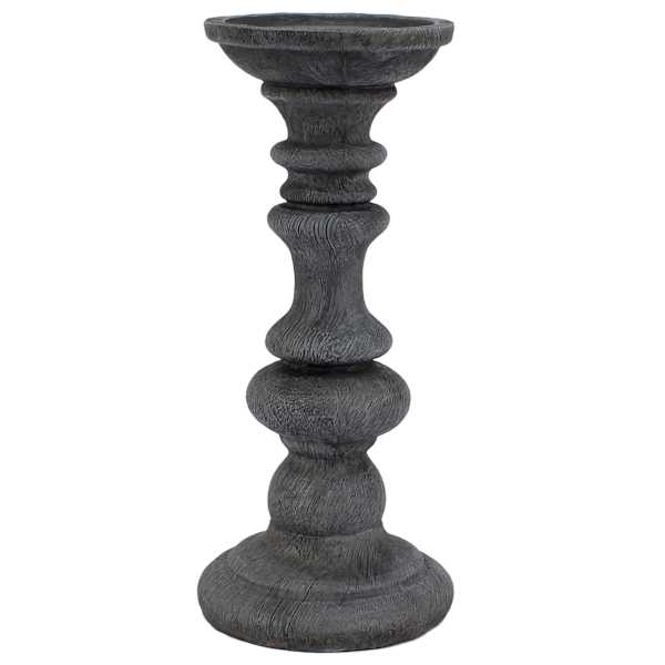 Grey Wood-Look Candle Holder, 9.6"