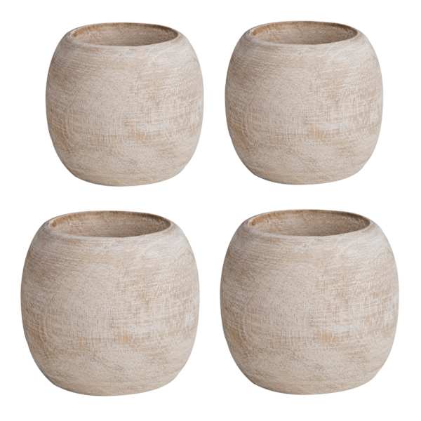 Set of 4 White Wooden Napkin Rings