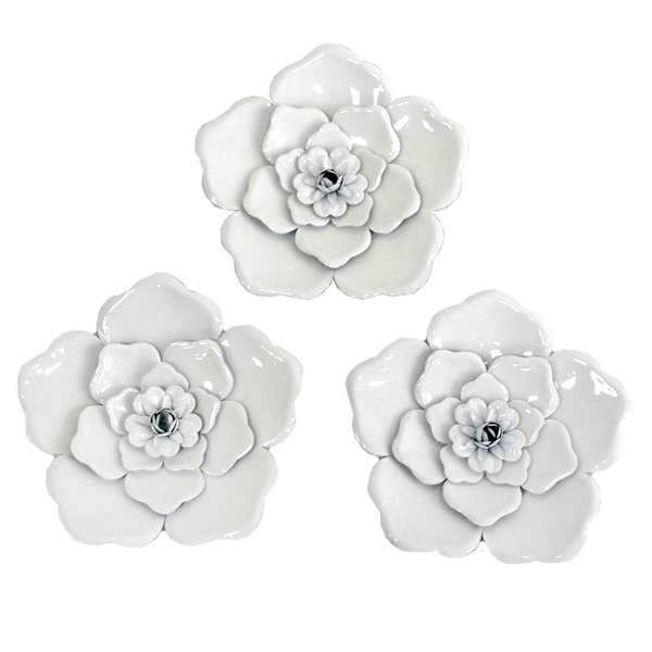 3-Piece Metal Flower Wall Art Set, 8"