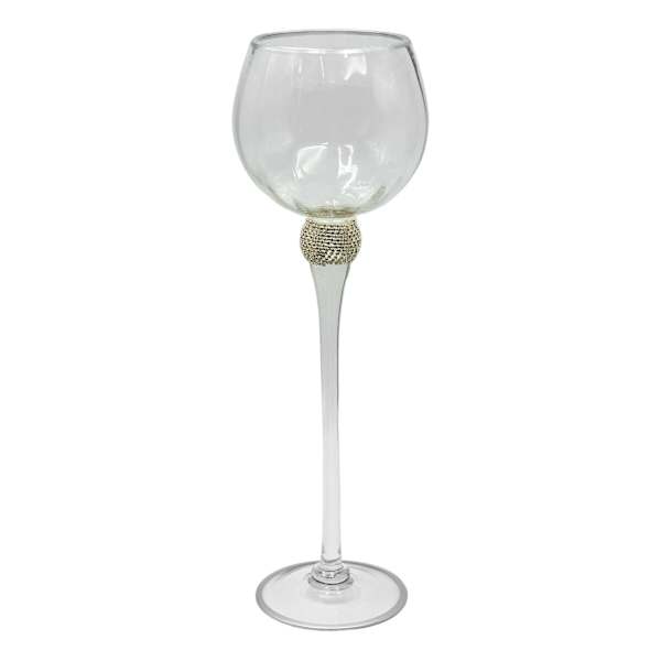 Glass Stem Candle Holder with Gems, 15.8"