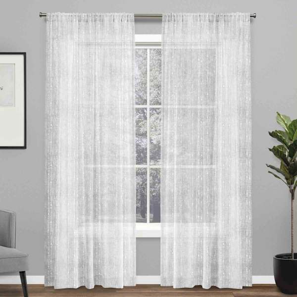 Raine White Sheer Rod Pocket Curtain Panel, 84"