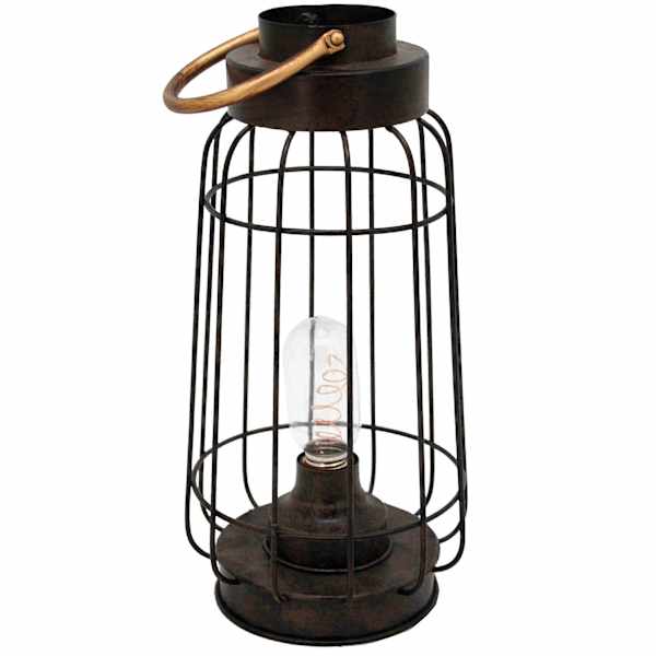 Black LED Metal Lantern, 17"
