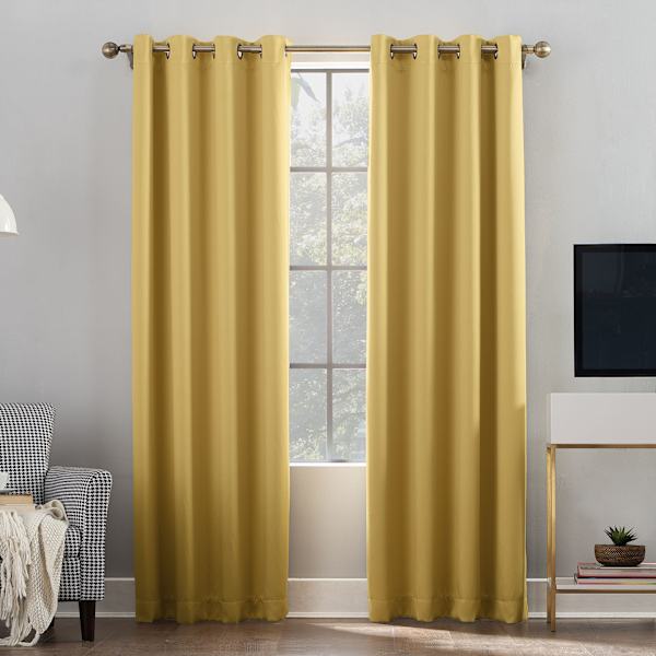 Sun Zero Oslo Yellow Blackout Grommet Curtain Panel, 84"