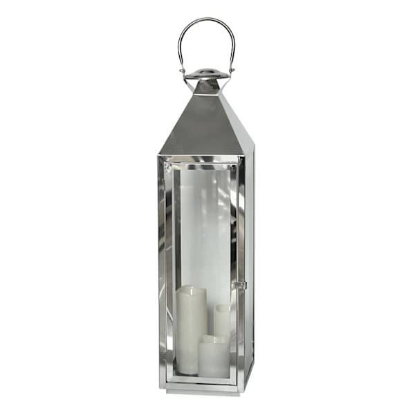 Pre-Lit LED Silver Floor Lantern, 29"