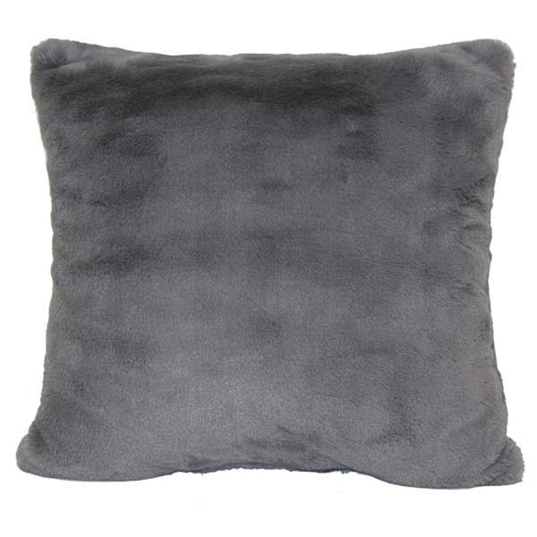 Bristol Graphite Faux Fur Oversized Throw Pillow, 24"
