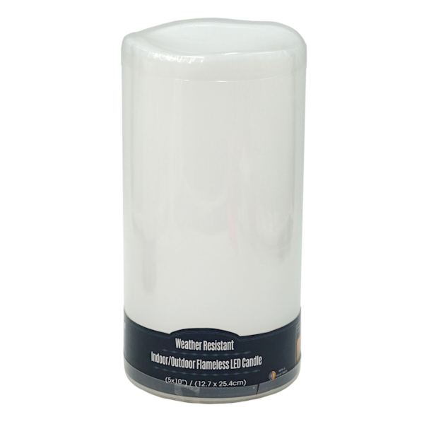White LED Pillar Candle with 6 Hour Timer, 10"