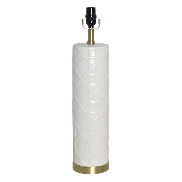 Grace Mitchell White Ceramic Cane Table Lamp Base, 23"