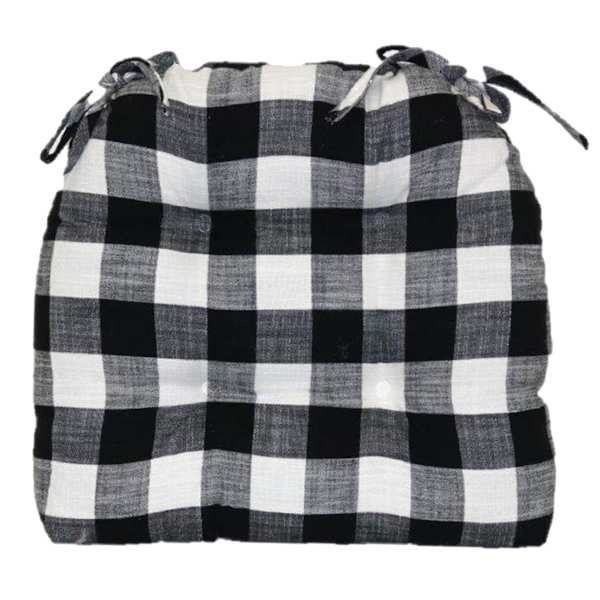 Black Cotton Buffalo Check Dining Chair Cushion