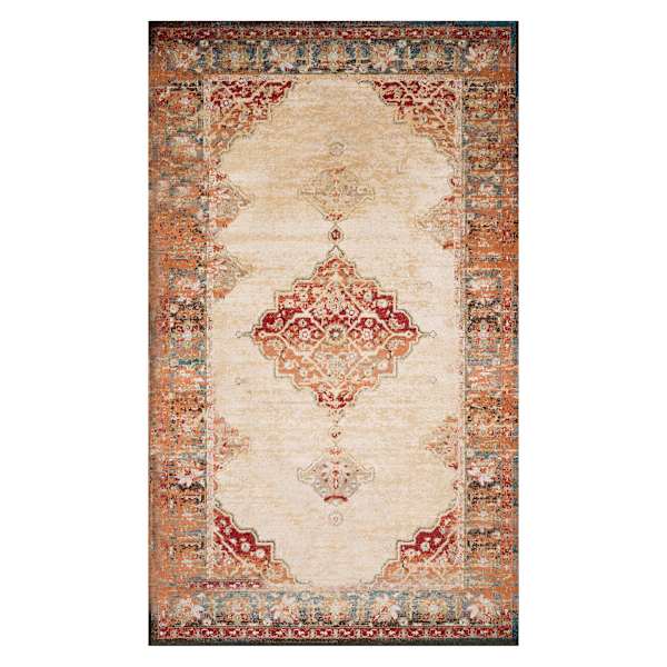 (D474) Alisa Medallion Ivory Sunset Area Rug, 3x5