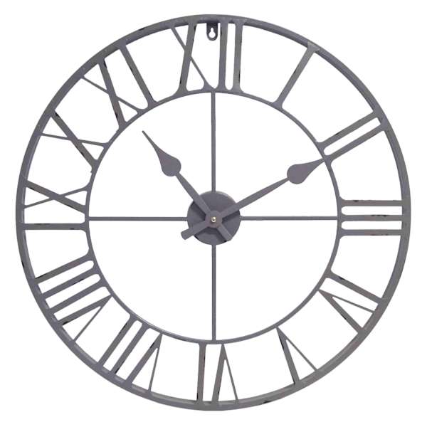 Grey Metal Round Wall Clock, 24"