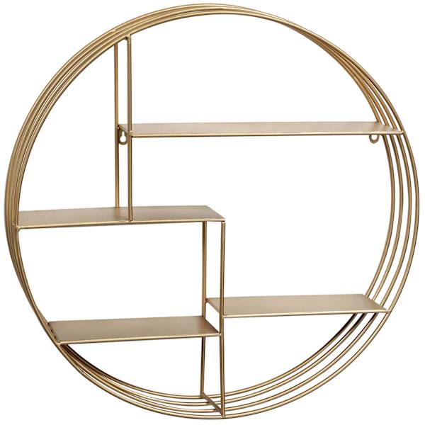 Gold Metal Round Wall Shelf, 24"