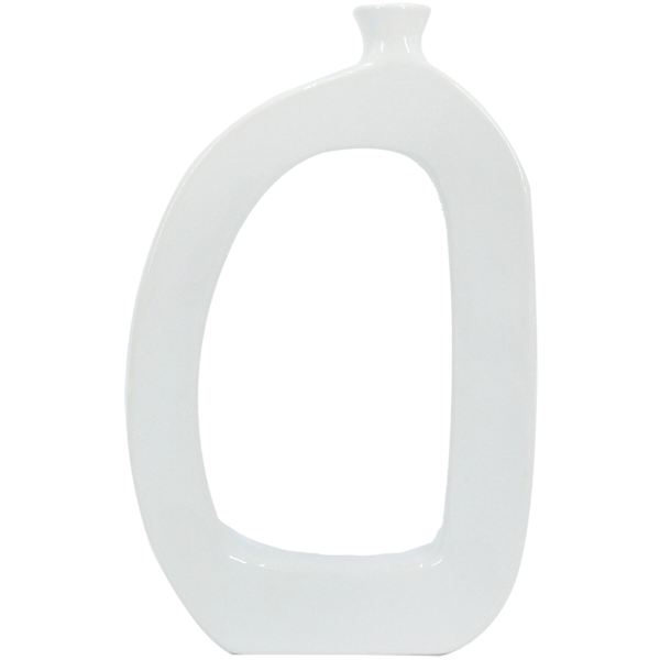 Riley White Open Ceramic Vase, 12"