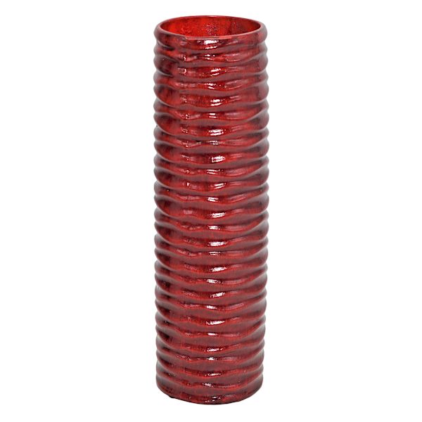 Cherry Carved Faux Wood Vase, 12"