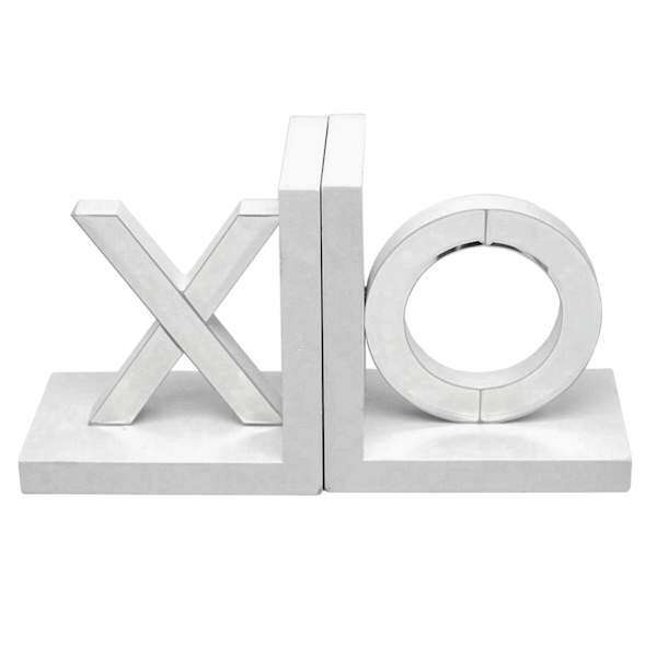 7X4 Silver Mirror Xo Bookends