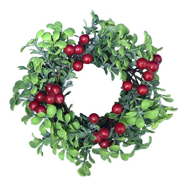 Eucalyptus Leaves with Berries Candle Ring Centerpiece, 8"