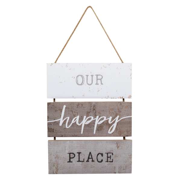 Our Happy Place Wooden Hanging Wall Sign, 8x10